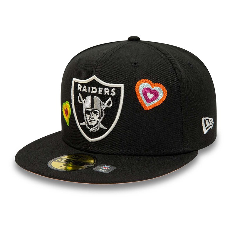 Black New Era Las Vegas Raiders Chain Stitch Heart Fitted Cap 59fifty | QSOR37041