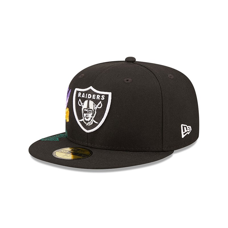 Black New Era Las Vegas Raiders NFL Blooming Fitted Cap 59fifty | USIV35146