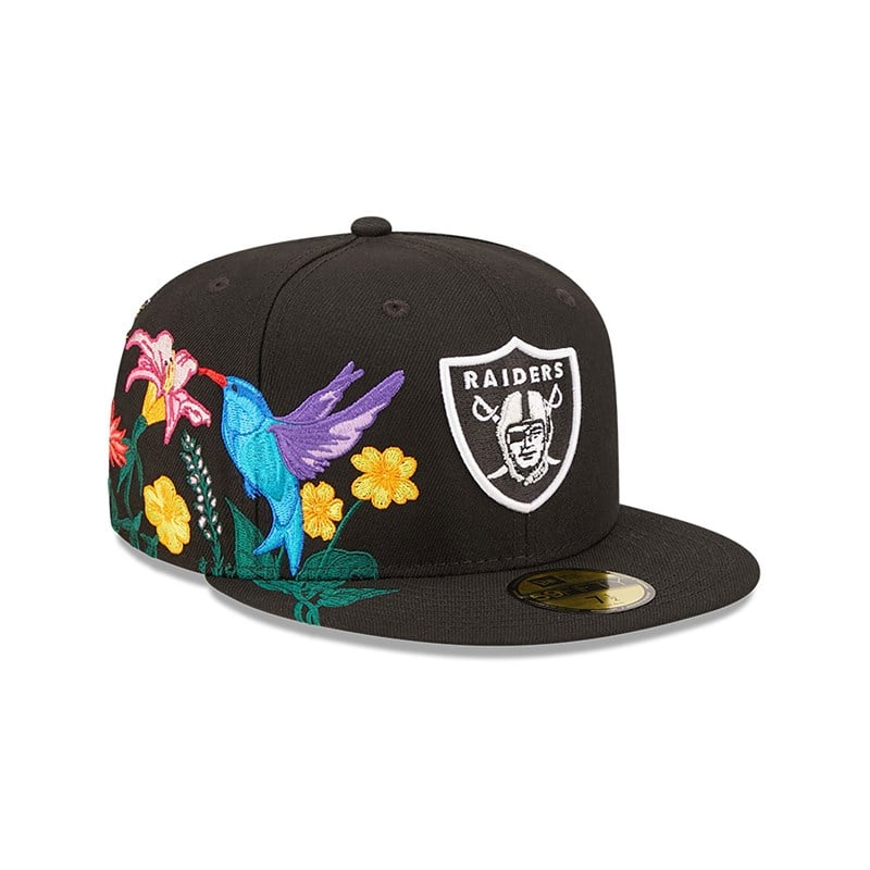 Black New Era Las Vegas Raiders NFL Blooming Fitted Cap 59fifty | USIV35146