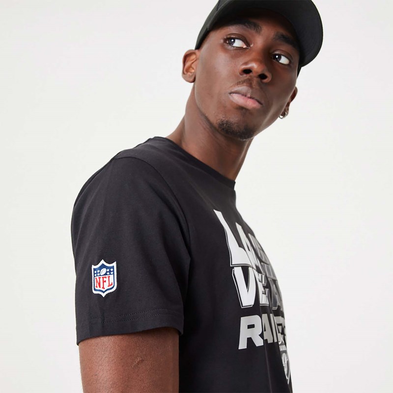 Black New Era Las Vegas Raiders NFL Gradient Wordmark T-Shirt | DNOM35217