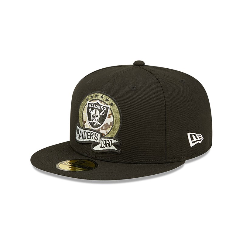 Black New Era Las Vegas Raiders NFL Salute To Service Fitted Cap 59fifty | DBWF65283