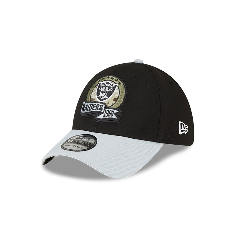 Black New Era Las Vegas Raiders NFL Salute To Service Stretch Fit Cap 39thirty | PCXZ96158