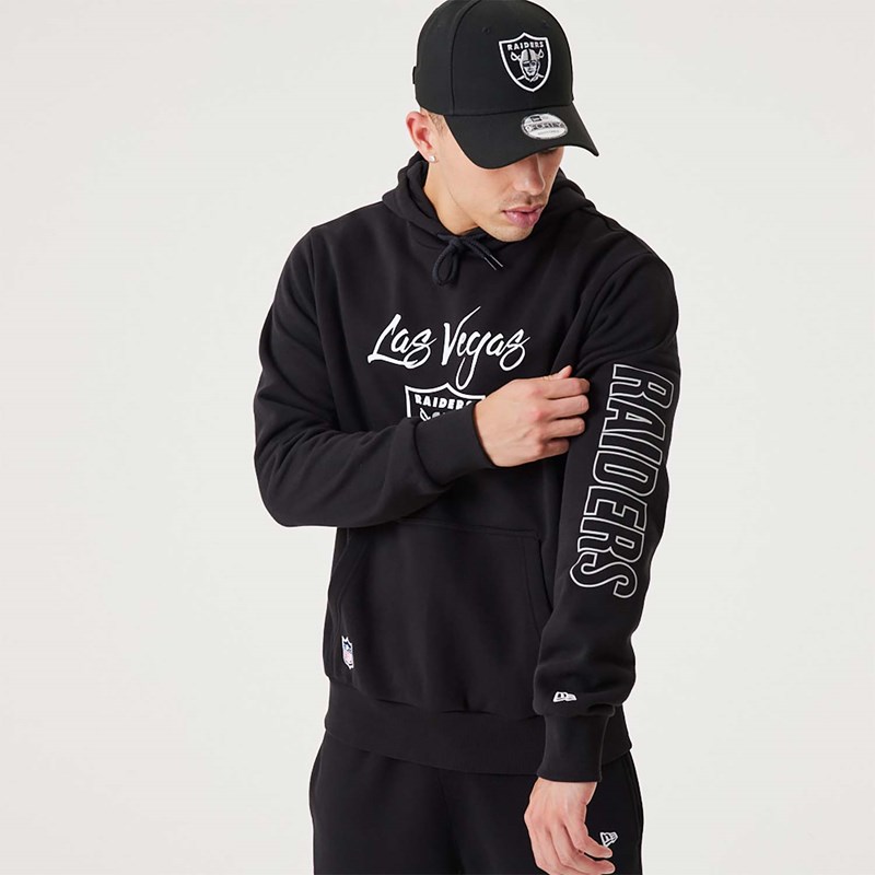 Black New Era Las Vegas Raiders NFL Script Pullover Hoodie | MJPS71234