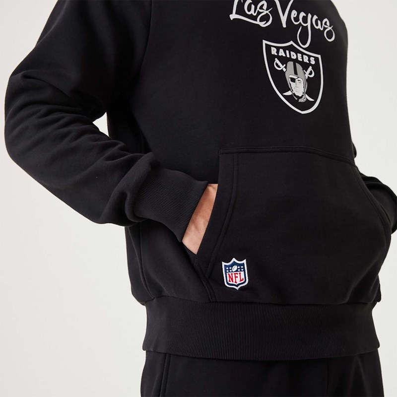 Black New Era Las Vegas Raiders NFL Script Pullover Hoodie | MJPS71234