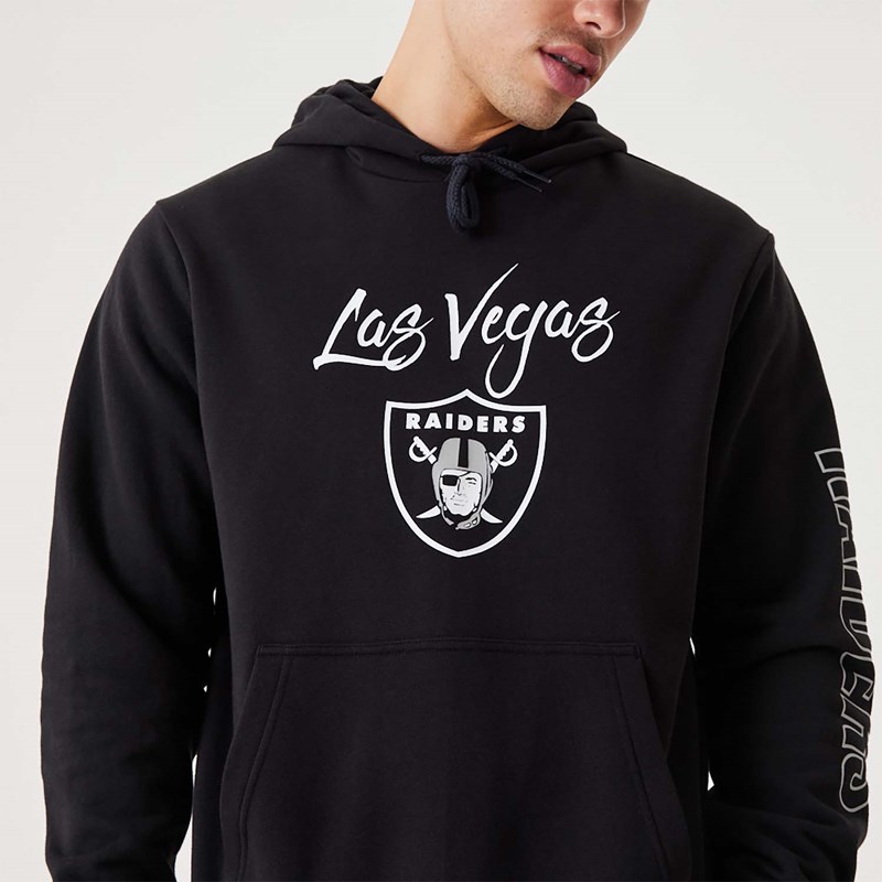 Black New Era Las Vegas Raiders NFL Script Pullover Hoodie | MJPS71234