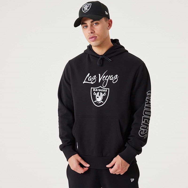 Black New Era Las Vegas Raiders NFL Script Pullover Hoodie | MJPS71234