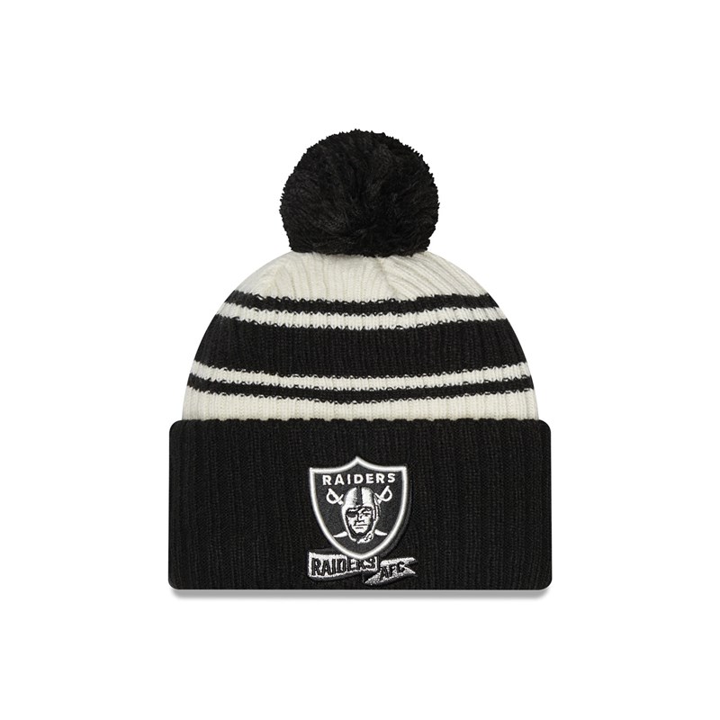 Black New Era Las Vegas Raiders NFL Sideline Beanie Hat Knit | AYXN70498