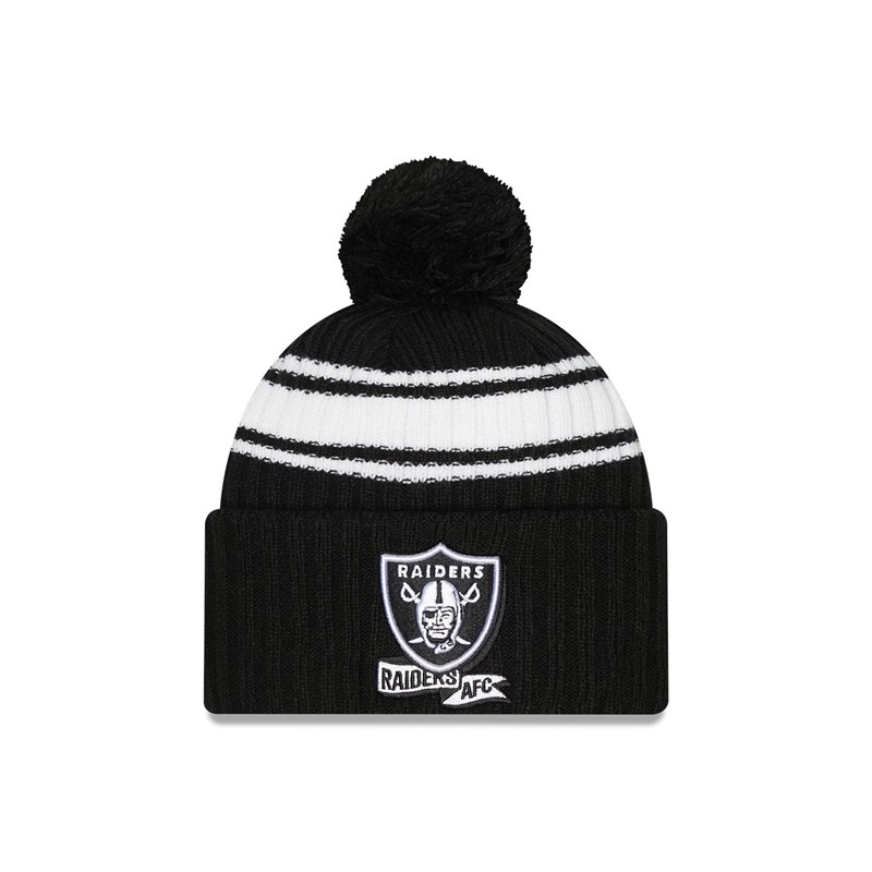 Black New Era Las Vegas Raiders NFL Sideline Beanie Hat Knit | BPXF10452