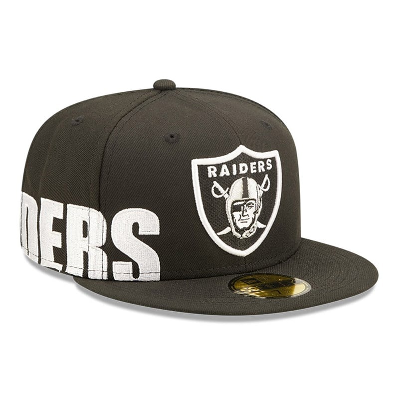 Black New Era Las Vegas Raiders NFL Side Split Fitted Cap 59fifty | MZPY68421