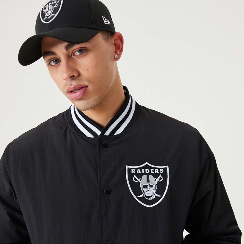 Black New Era Las Vegas Raiders NFL Team Logo Bomber Jacket | ZTIW47352