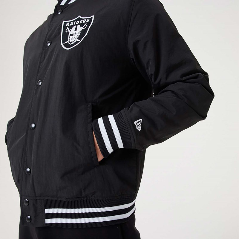 Black New Era Las Vegas Raiders NFL Team Logo Bomber Jacket | ZTIW47352