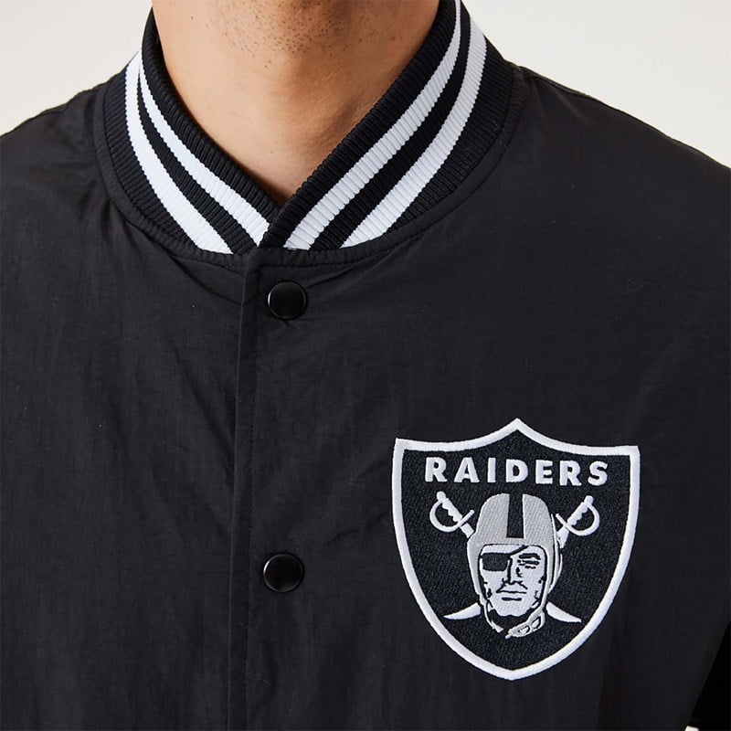 Black New Era Las Vegas Raiders NFL Team Logo Bomber Jacket | ZTIW47352