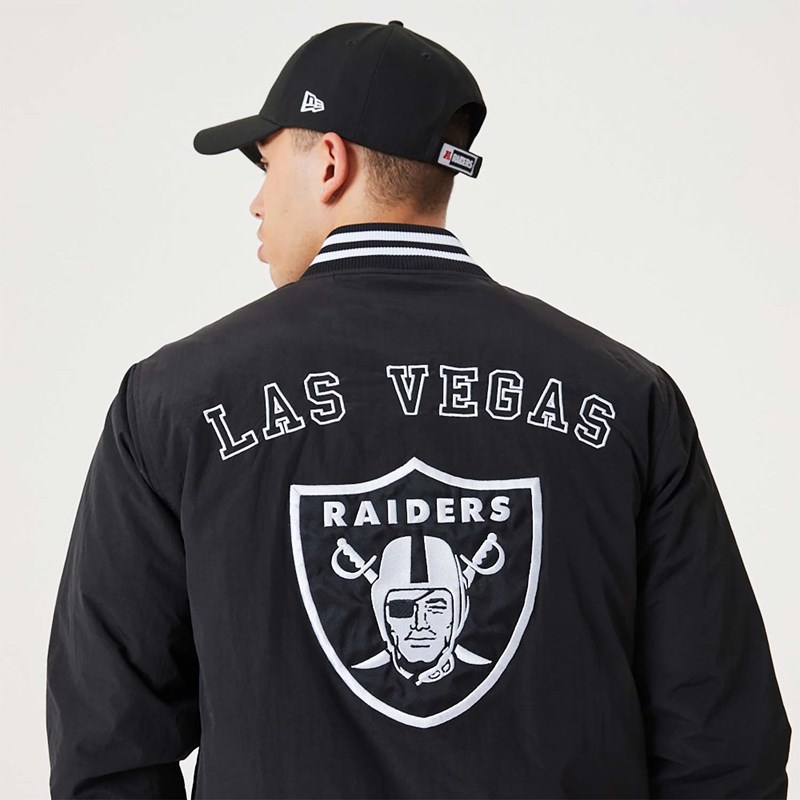 Black New Era Las Vegas Raiders NFL Team Logo Bomber Jacket | ZTIW47352