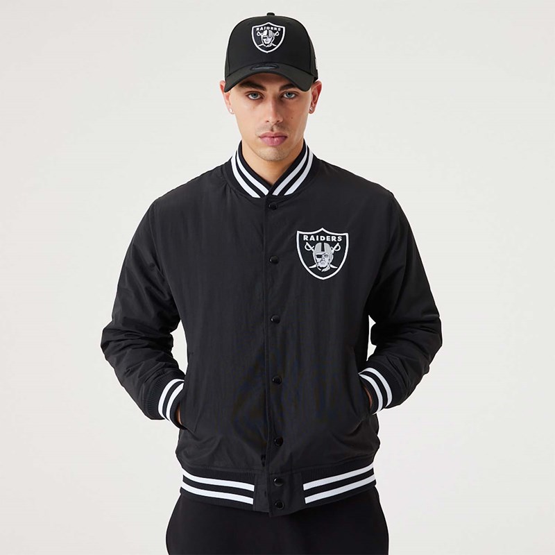 Black New Era Las Vegas Raiders NFL Team Logo Bomber Jacket | ZTIW47352