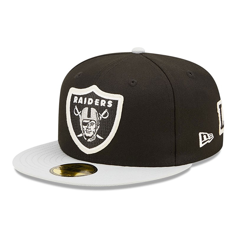 Black New Era Las Vegas Raiders Ne Letterman Fitted Cap 59fifty | RLMA43705