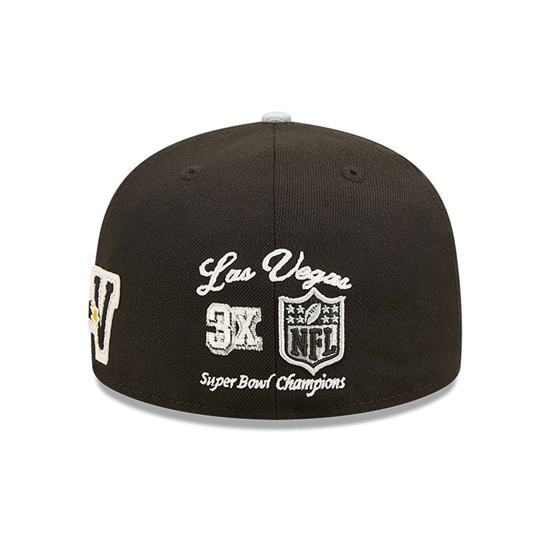 Black New Era Las Vegas Raiders Ne Letterman Fitted Cap 59fifty | RLMA43705