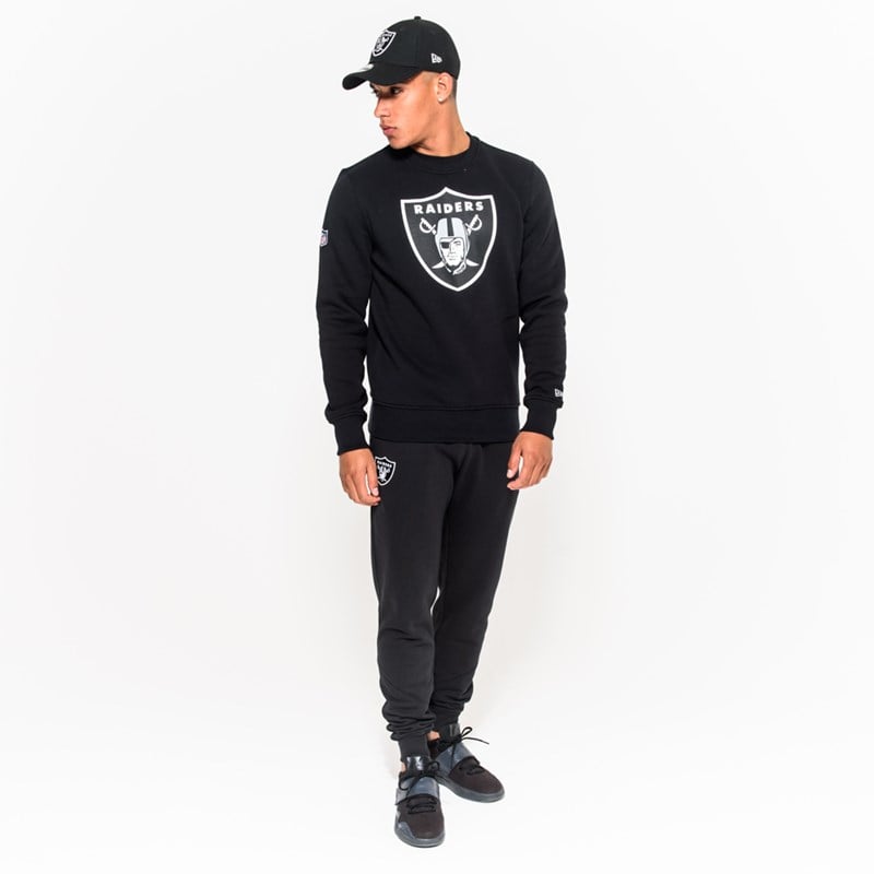 Black New Era Las Vegas Raiders Team Logo Crew Neck Sweatshirt | FNRM87023