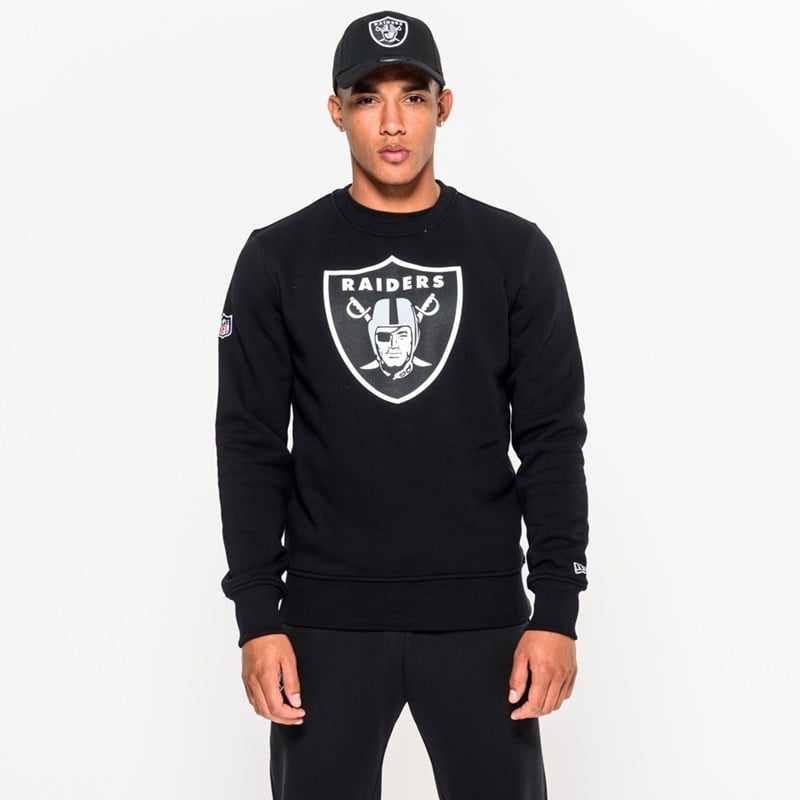 Black New Era Las Vegas Raiders Team Logo Crew Neck Sweatshirt | FNRM87023