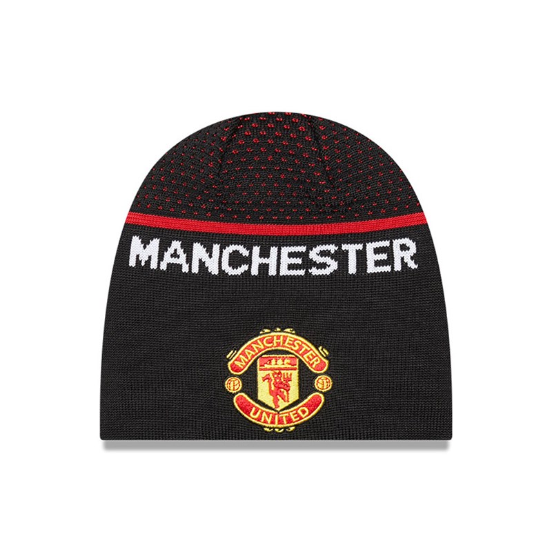 Black New Era Manchester United Logo Beanie Hat Knit | GUFY25480