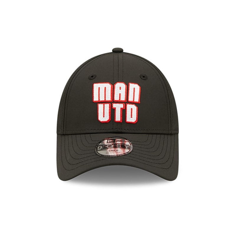 Black New Era Manchester United Wordmark Youth Adjustable Cap 9forty | NGER97312