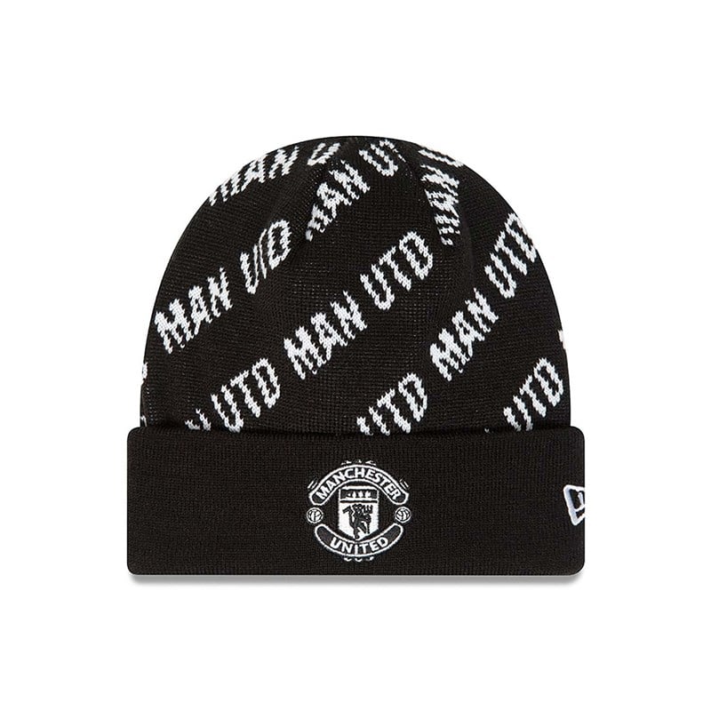 Black New Era Manchetser United Fc Tonal Cuff Beanie Hat Knit | FNIQ37648