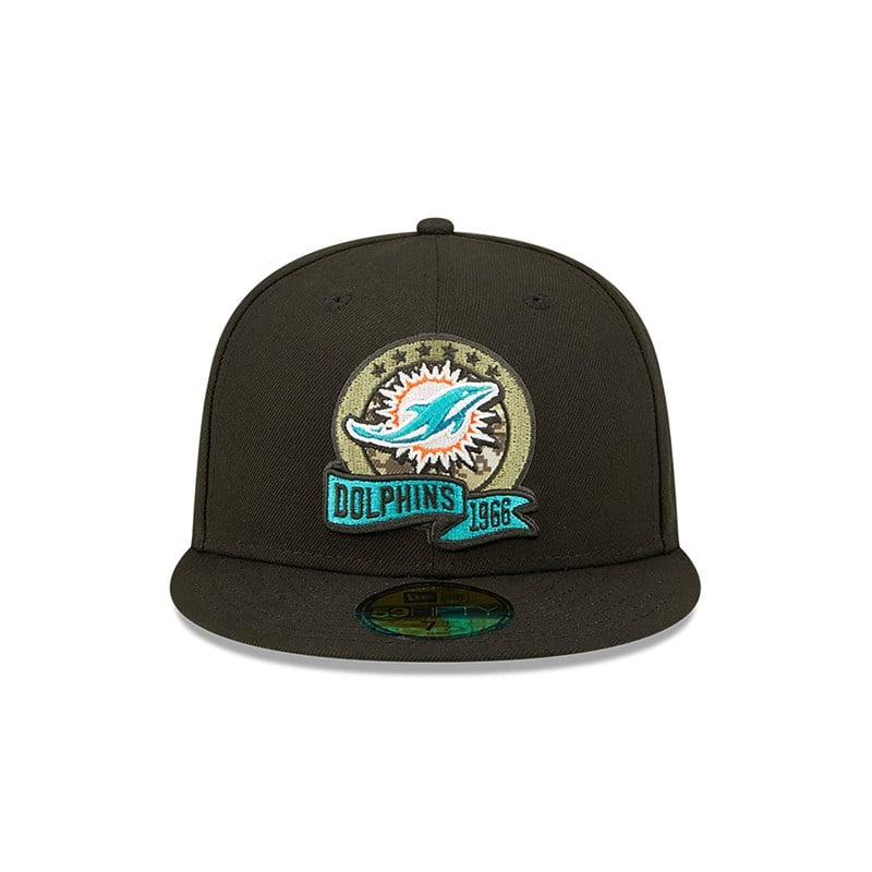 Black New Era Miami Dolphins NFL Salute To Service Fitted Cap 59fifty | JEIL14893