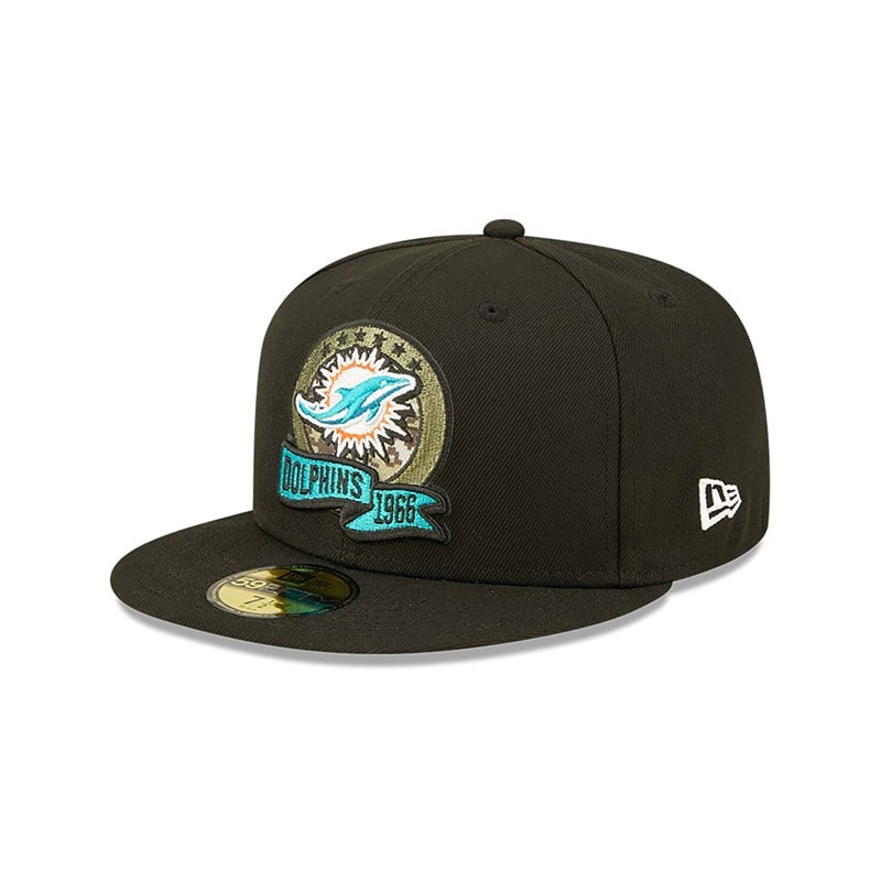 Black New Era Miami Dolphins NFL Salute To Service Fitted Cap 59fifty | JEIL14893