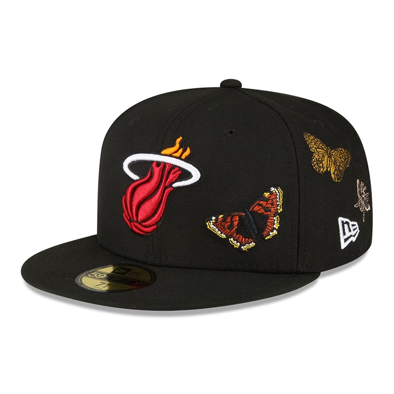 Black New Era Miami Heat Felt X NBA Fitted Cap 59fifty | FAYN49826