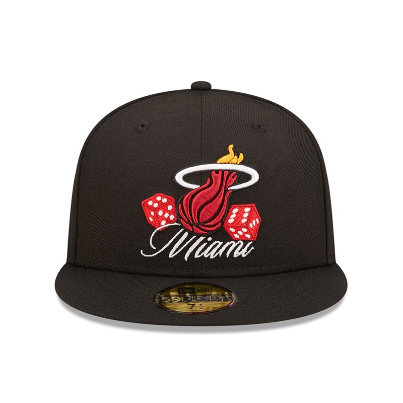 Black New Era Miami Heat Roller Fitted Cap 59fifty | TLHU73946