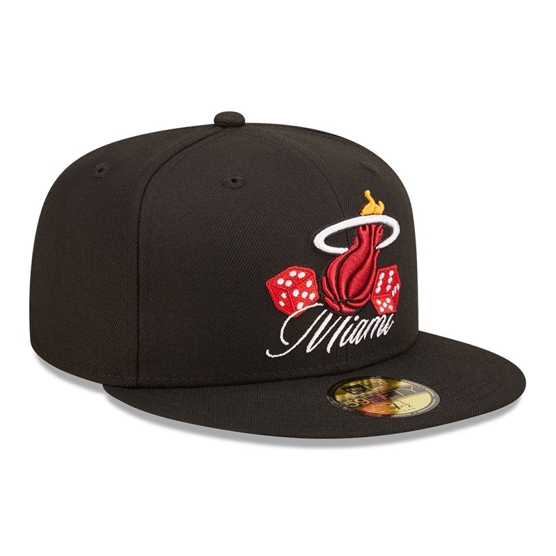 Black New Era Miami Heat Roller Fitted Cap 59fifty | TLHU73946