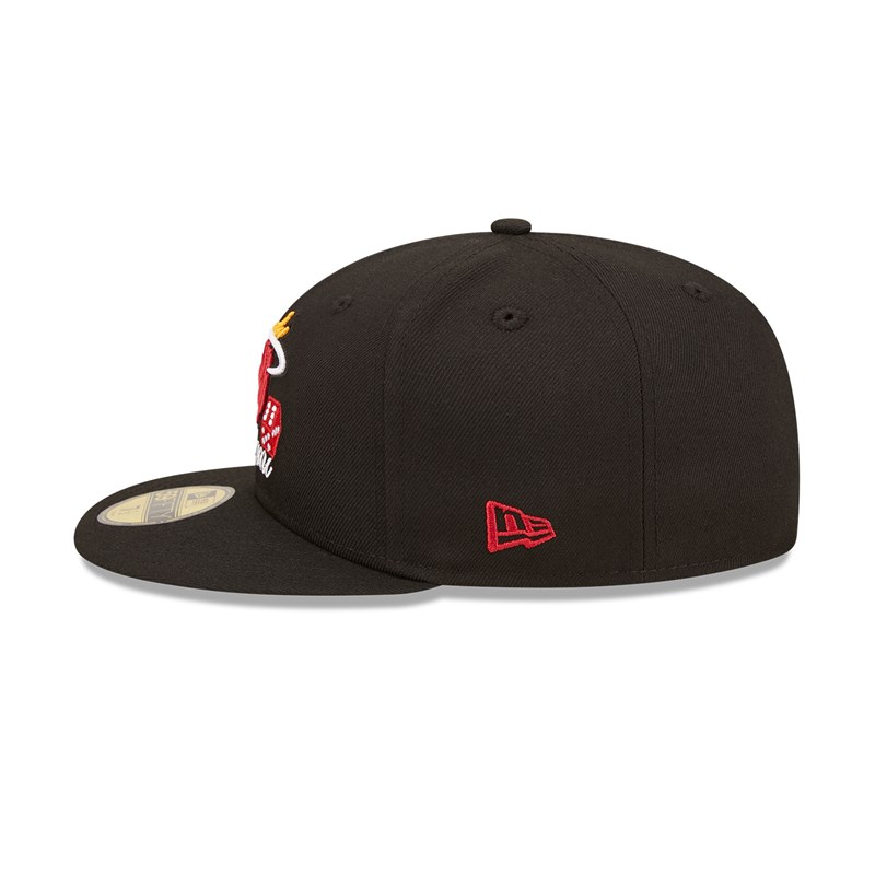 Black New Era Miami Heat Roller Fitted Cap 59fifty | TLHU73946