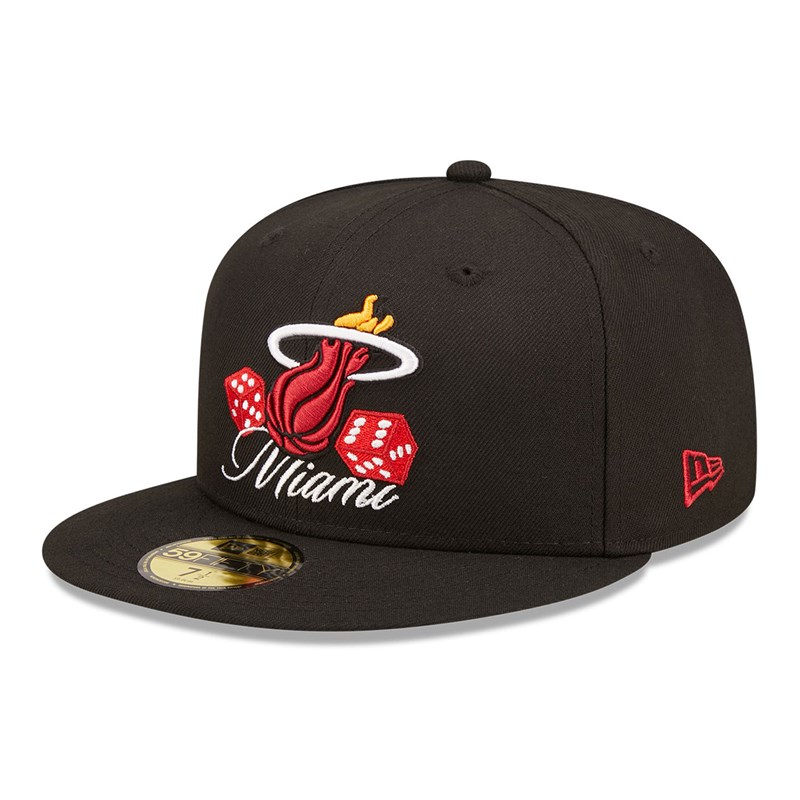 Black New Era Miami Heat Roller Fitted Cap 59fifty | TLHU73946