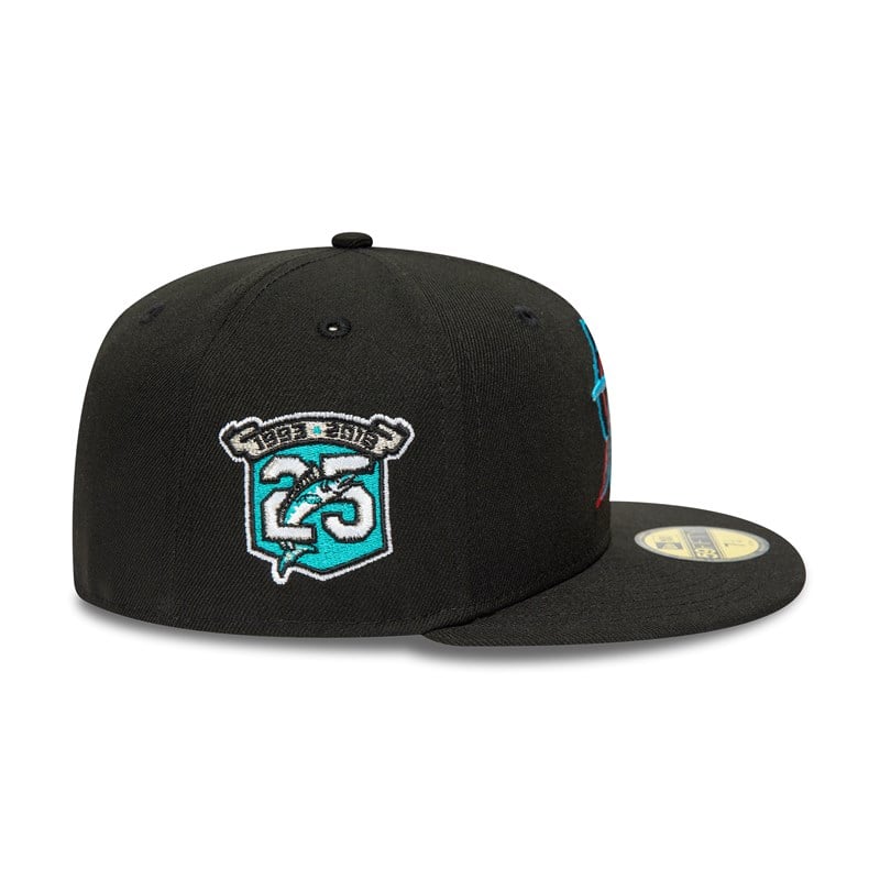 Black New Era Miami Marlins 25th Anniversary Fitted Cap 59fifty | VACR10763