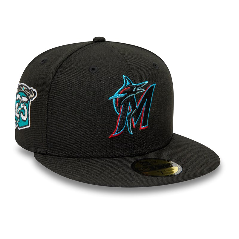 Black New Era Miami Marlins 25th Anniversary Fitted Cap 59fifty | VACR10763