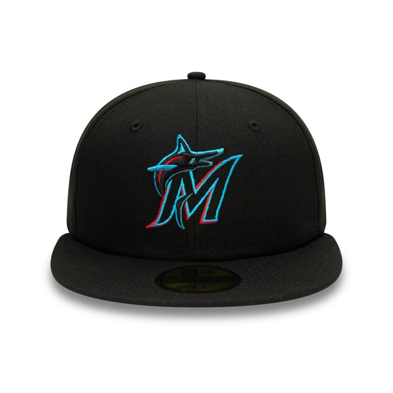 Black New Era Miami Marlins Authentic On Field Game Cap 59fifty | AJMS42560