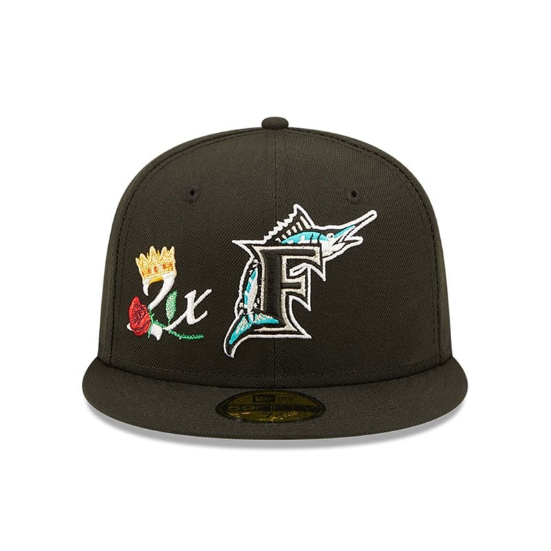 Black New Era Miami Marlins Crown Champs Fitted Cap 59fifty | KHTW23741