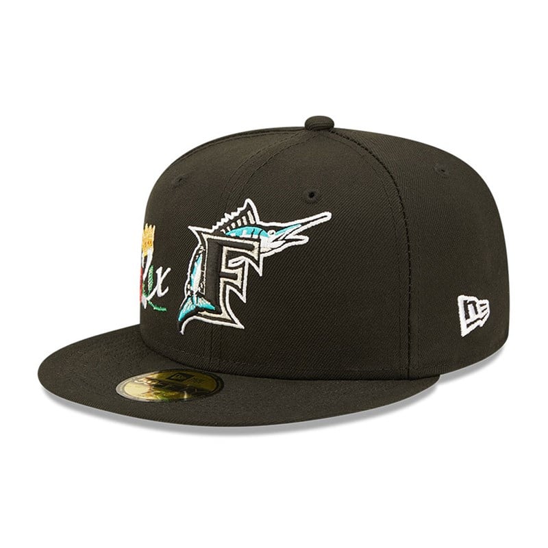 Black New Era Miami Marlins Crown Champs Fitted Cap 59fifty | KHTW23741