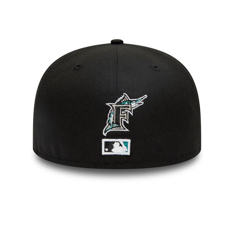 Black New Era Miami Marlins Dual Logo Fitted Cap 59fifty | WQBN89541