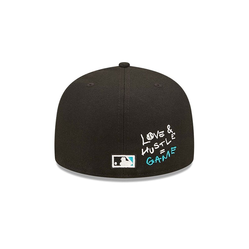 Black New Era Miami Marlins MLB Team Heart Fitted Cap 59fifty | PGSJ62719