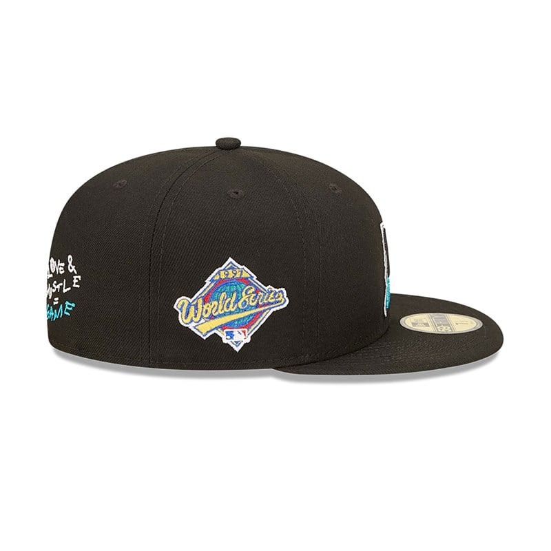 Black New Era Miami Marlins MLB Team Heart Fitted Cap 59fifty | PGSJ62719