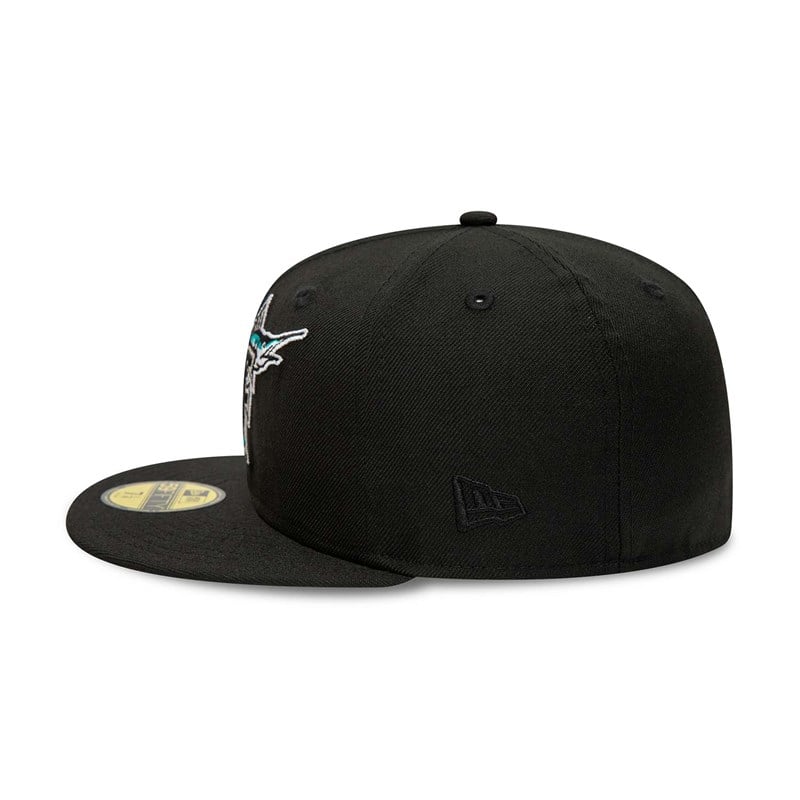 Black New Era Miami Marlins Premium Authentic On Field Game Wool Fitted Cap 59fifty | GVFE16905