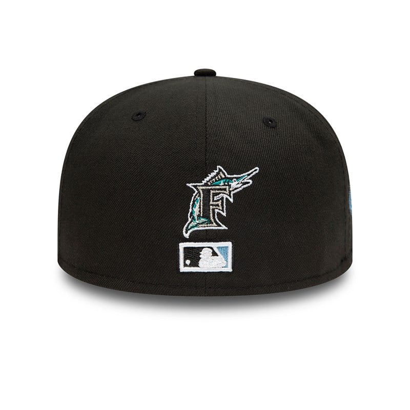 Black New Era Miami Marlins Side Patch Bloom Fitted Cap 59fifty | VSAD52769