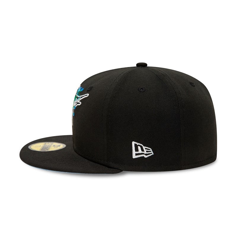 Black New Era Miami Marlins Side Patch Bloom Fitted Cap 59fifty | VSAD52769