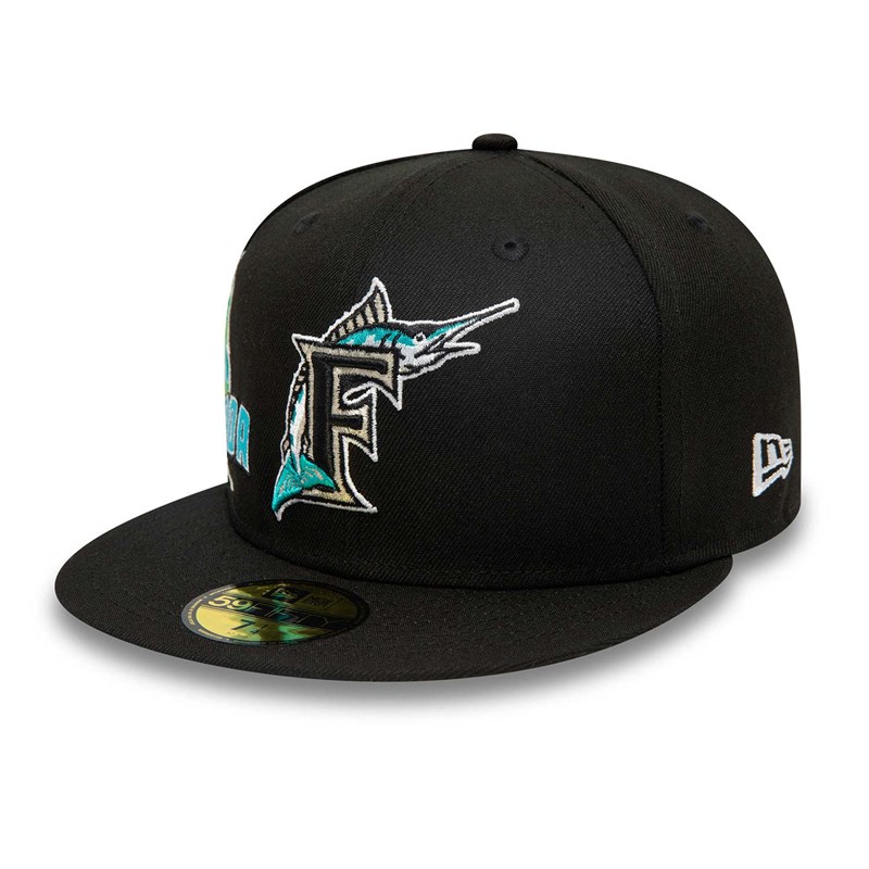 Black New Era Miami Marlins Stateview Fitted Cap 59fifty | FZMG72435