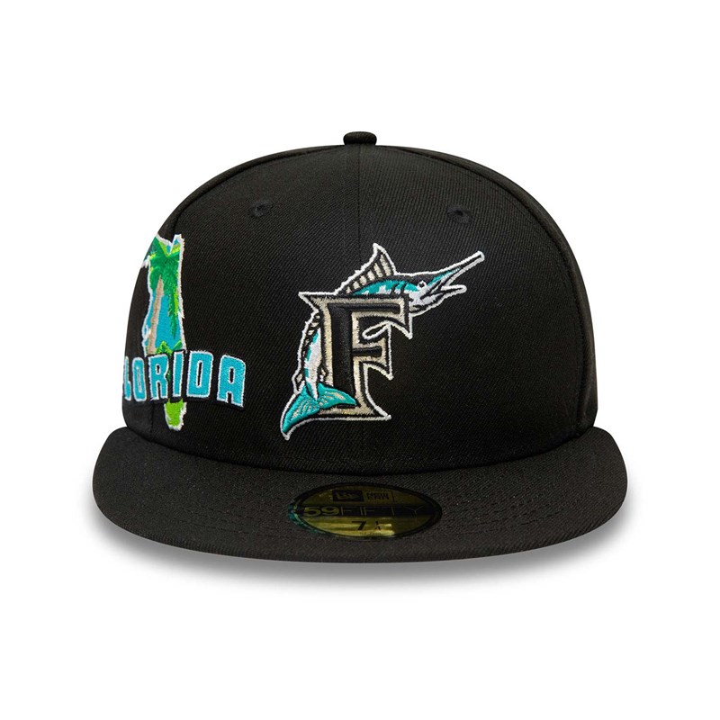 Black New Era Miami Marlins Stateview Fitted Cap 59fifty | FZMG72435