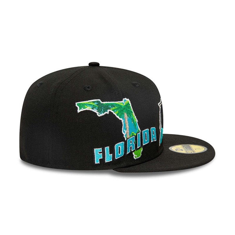 Black New Era Miami Marlins Stateview Fitted Cap 59fifty | FZMG72435