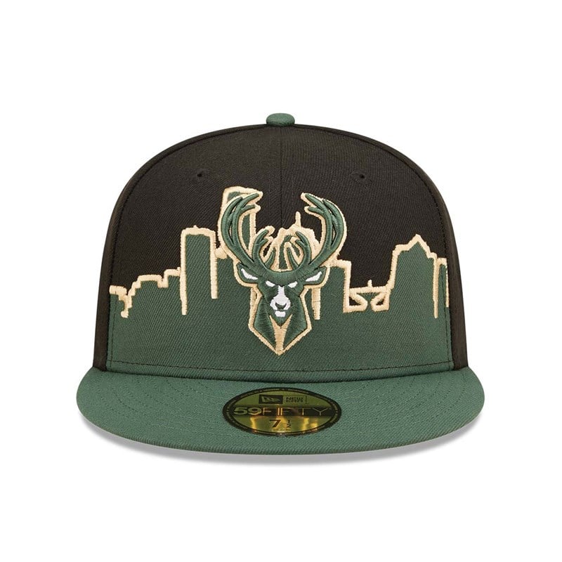 Black New Era Milwaukee Bucks NBA Tip Off 2022 Fitted Cap 59fifty | JXUI79635