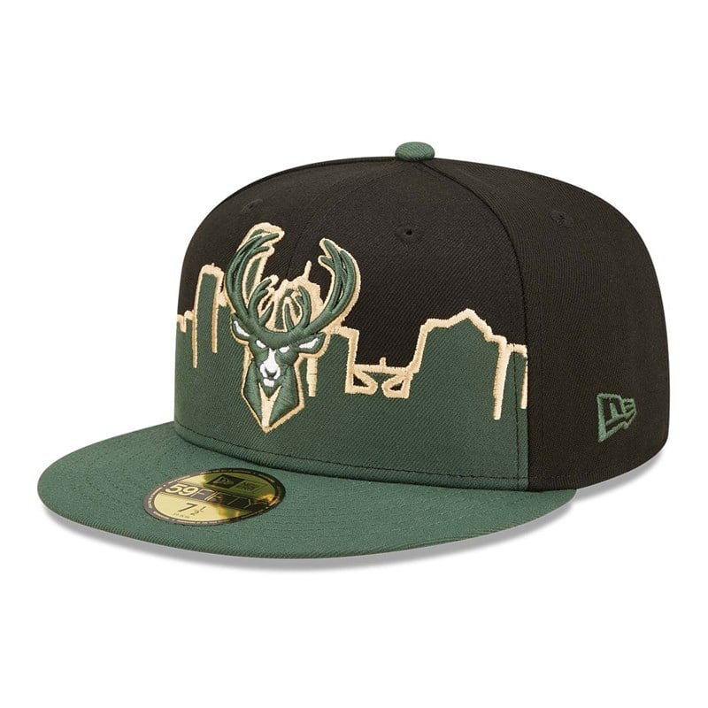 Black New Era Milwaukee Bucks NBA Tip Off 2022 Fitted Cap 59fifty | JXUI79635