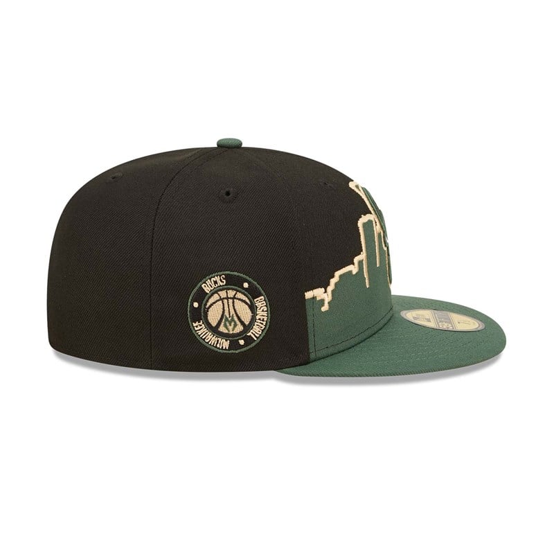 Black New Era Milwaukee Bucks NBA Tip Off 2022 Fitted Cap 59fifty | JXUI79635