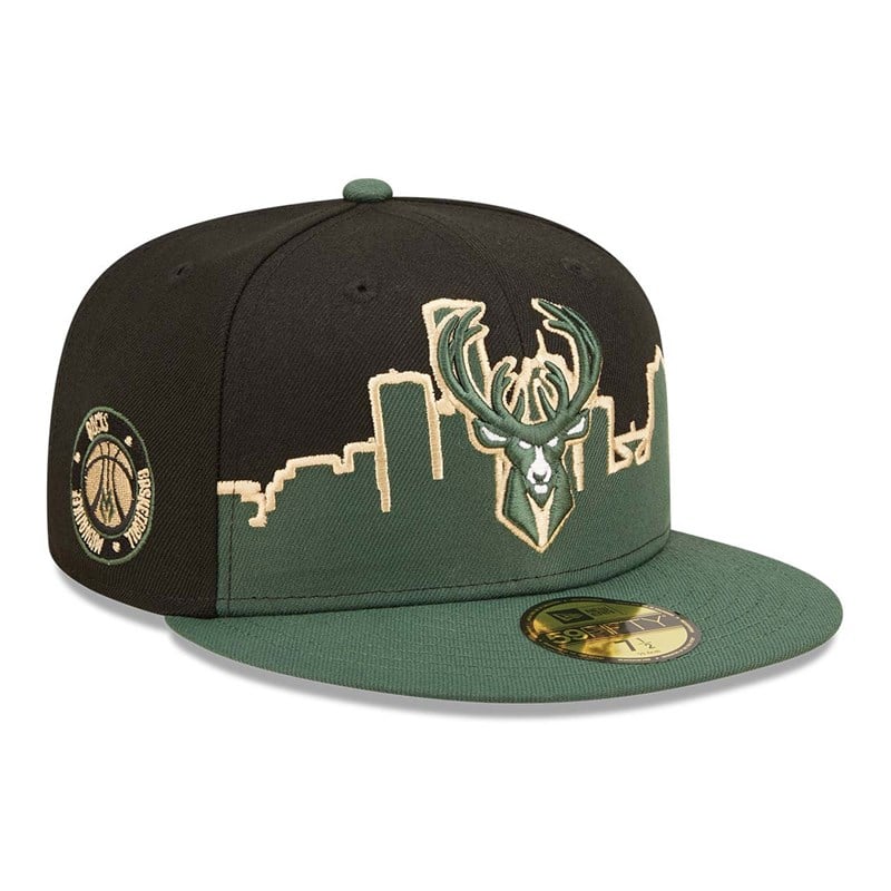 Black New Era Milwaukee Bucks NBA Tip Off 2022 Fitted Cap 59fifty | JXUI79635